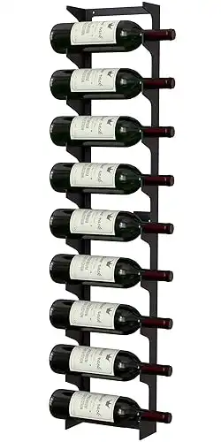 Wall Mounted Steel Wine Rack Label View Display (Mat Black, 9 Bottles)