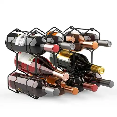 Countertop Wine Rack - 14 Bottle Wine Holder - Freestanding Metal Wine Rack