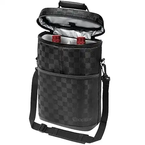 2 Bottle Wine Carrier Tote, Insulated Leakproof Wine Cooler Bag